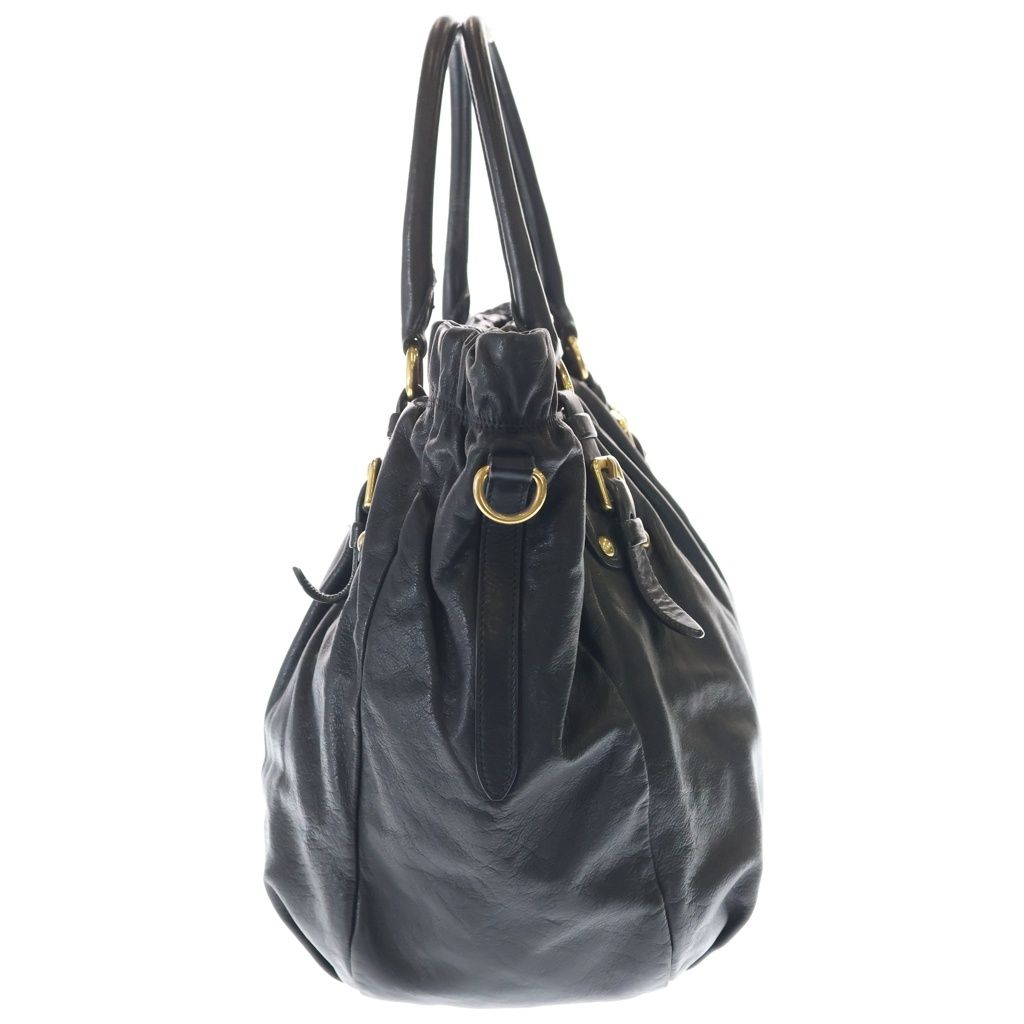 Prada 2-Way Tote Shoulder Bag Black Leather Gold — view 3