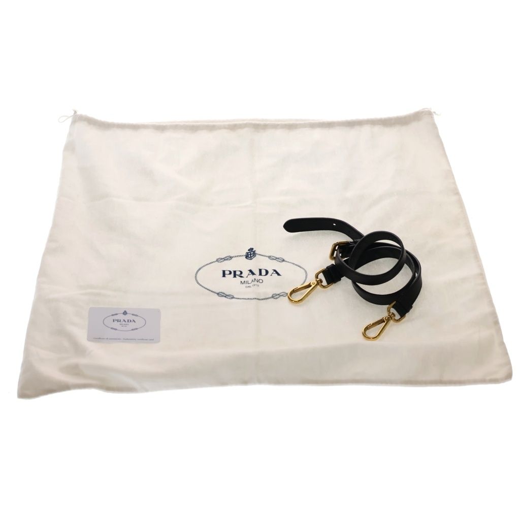 Prada 2-Way Tote Shoulder Bag Black Leather Gold — view 8