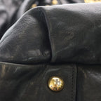 Prada 2-Way Tote Shoulder Bag Black Leather Gold — view 5