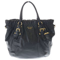 Prada 2-Way Tote Shoulder Bag Black Leather Gold