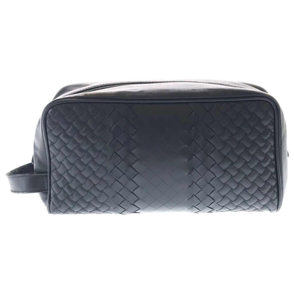 Bottega Veneta Intrecciato Clutch Case Pouch Black Leather