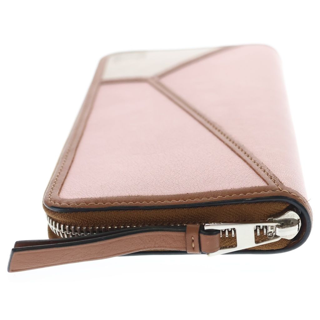 Loewe Puzzle Zip Around Wallet Pink Brown Calf Leather Multicolor Silver — view 3