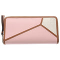 Loewe Puzzle Zip Around Wallet Pink Brown Calf Leather Multicolor Silver