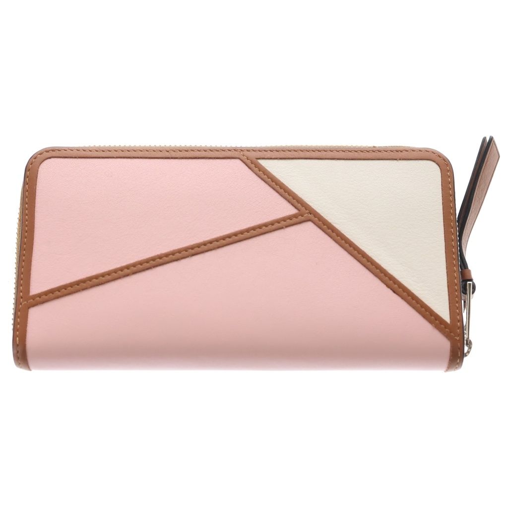Loewe Puzzle Zip Around Wallet Pink Brown Calf Leather Multicolor Silver — view 2
