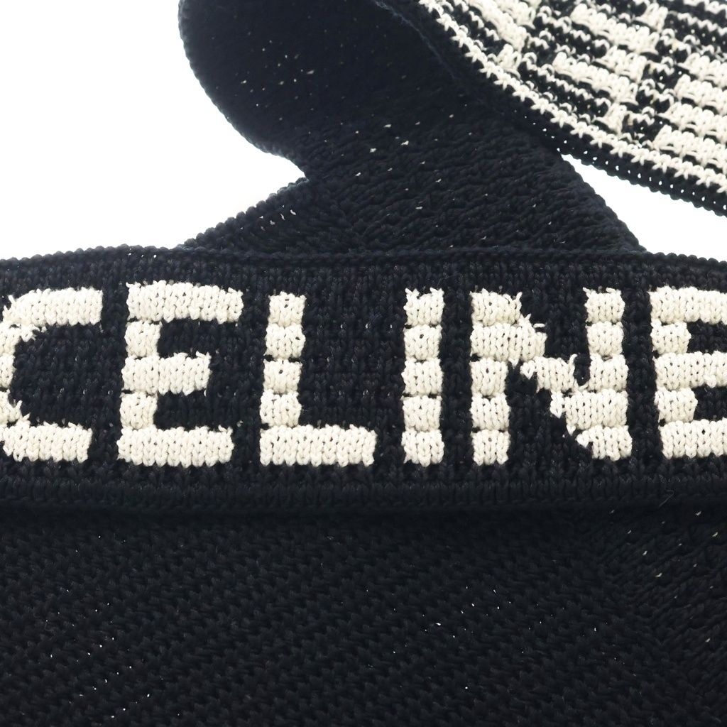 Celine Crochet Strap Logo Cotton Tote Black — view 6
