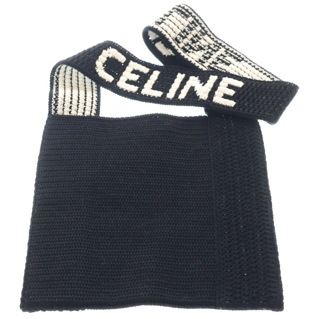 Celine Crochet Strap Logo Cotton Tote Black