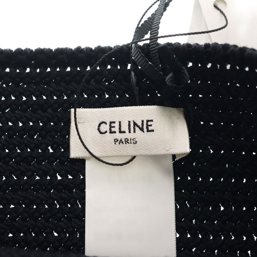 Celine Crochet Strap Logo Cotton Tote Black — view 7