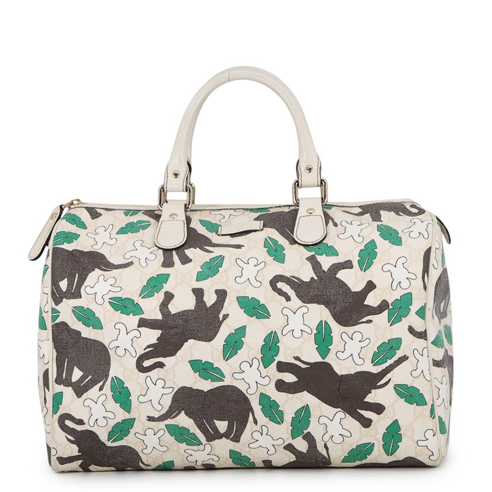 Gucci Elephant GG Supreme Leather Boston