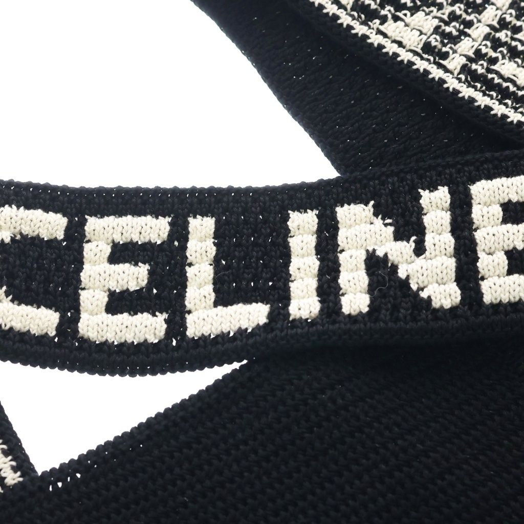 Celine Crochet Strap Logo Cotton Tote Black — view 6