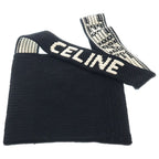 Celine Crochet Strap Logo Cotton Tote Black