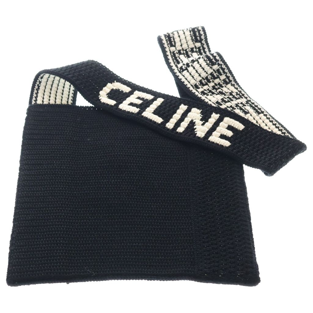 Celine Crochet Strap Logo Cotton Tote Black