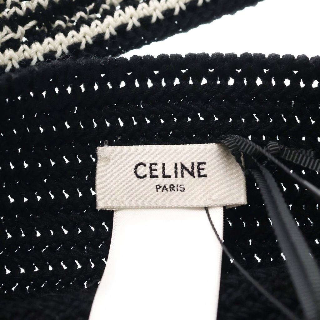 Celine Crochet Strap Logo Cotton Tote Black — view 7