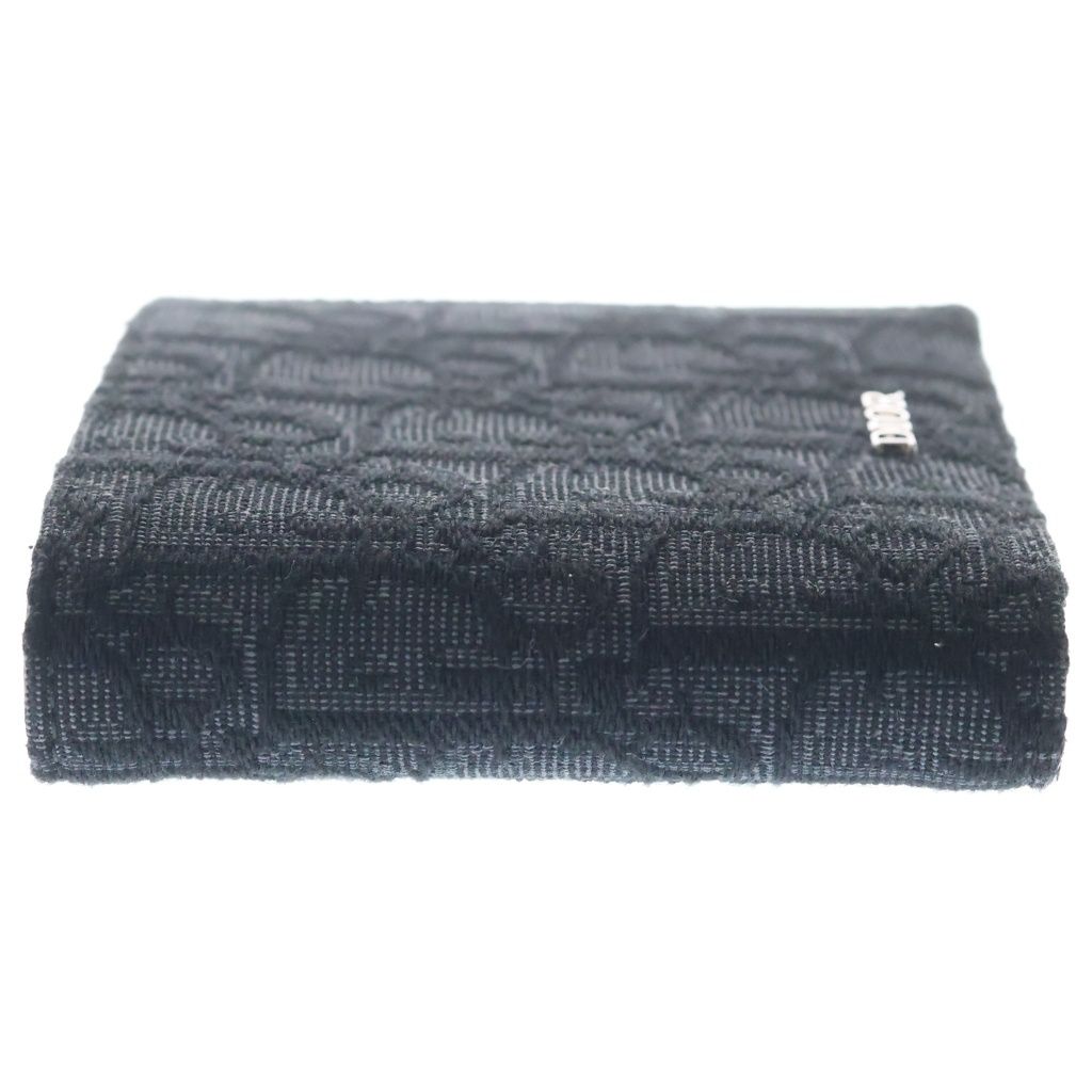 Dior Oblique Jacquard Bifold Wallet Compact Coin Case Black Silver — view 3