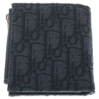 Dior Oblique Jacquard Bifold Wallet Compact Coin Case Black Silver — view 2