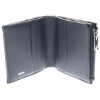Dior Oblique Jacquard Bifold Wallet Compact Coin Case Black Silver — view 4