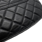 Chanel Chain Shoulder Bag Quilted CC Logo Top Handle Lambskin 2-Way Black — view 9