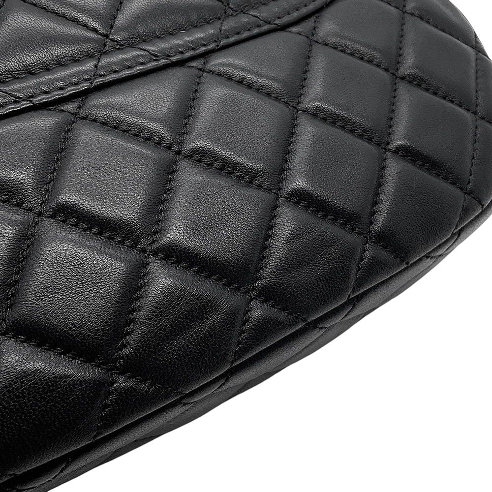 Chanel Chain Shoulder Bag Quilted CC Logo Top Handle Lambskin 2-Way Black — view 9