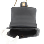 Chanel Chain Shoulder Bag Quilted CC Logo Top Handle Lambskin 2-Way Black — view 6