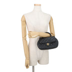 Chanel Chain Shoulder Bag Quilted CC Logo Top Handle Lambskin 2-Way Black — view 4