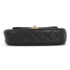 Chanel Chain Shoulder Bag Quilted CC Logo Top Handle Lambskin 2-Way Black — view 3