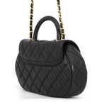 Chanel Chain Shoulder Bag Quilted CC Logo Top Handle Lambskin 2-Way Black — view 2