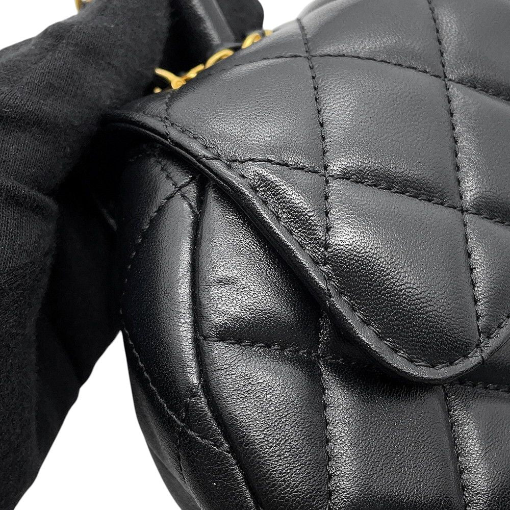Chanel Chain Shoulder Bag Quilted CC Logo Top Handle Lambskin 2-Way Black — view 8