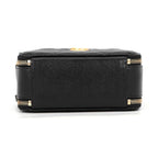 Chanel Chain Shoulder Bag CC Logo Quilted Vanity Top Handle Caviar Leather Black — view 3