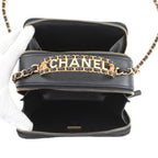 Chanel Chain Shoulder Bag CC Logo Quilted Vanity Top Handle Caviar Leather Black — view 6