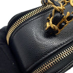Chanel Chain Shoulder Bag CC Logo Quilted Vanity Top Handle Caviar Leather Black — view 8