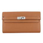 Hermes Wallet Kelly Long Gold Silver Epsom