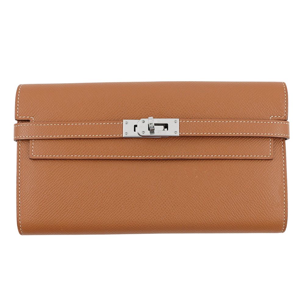Hermes Wallet Kelly Long Gold Silver Epsom