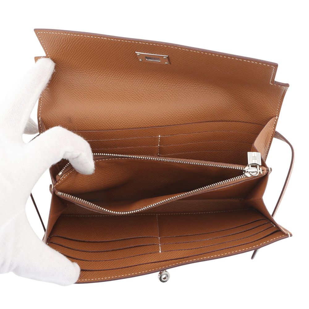 Hermes Wallet Kelly Long Gold Silver Epsom — view 4