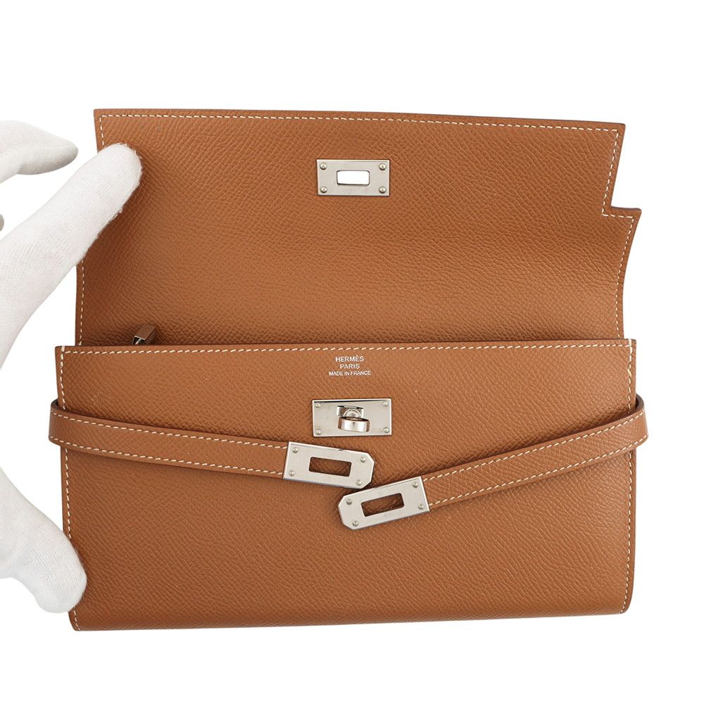 Hermes Wallet Kelly Long Gold Silver Epsom — view 5