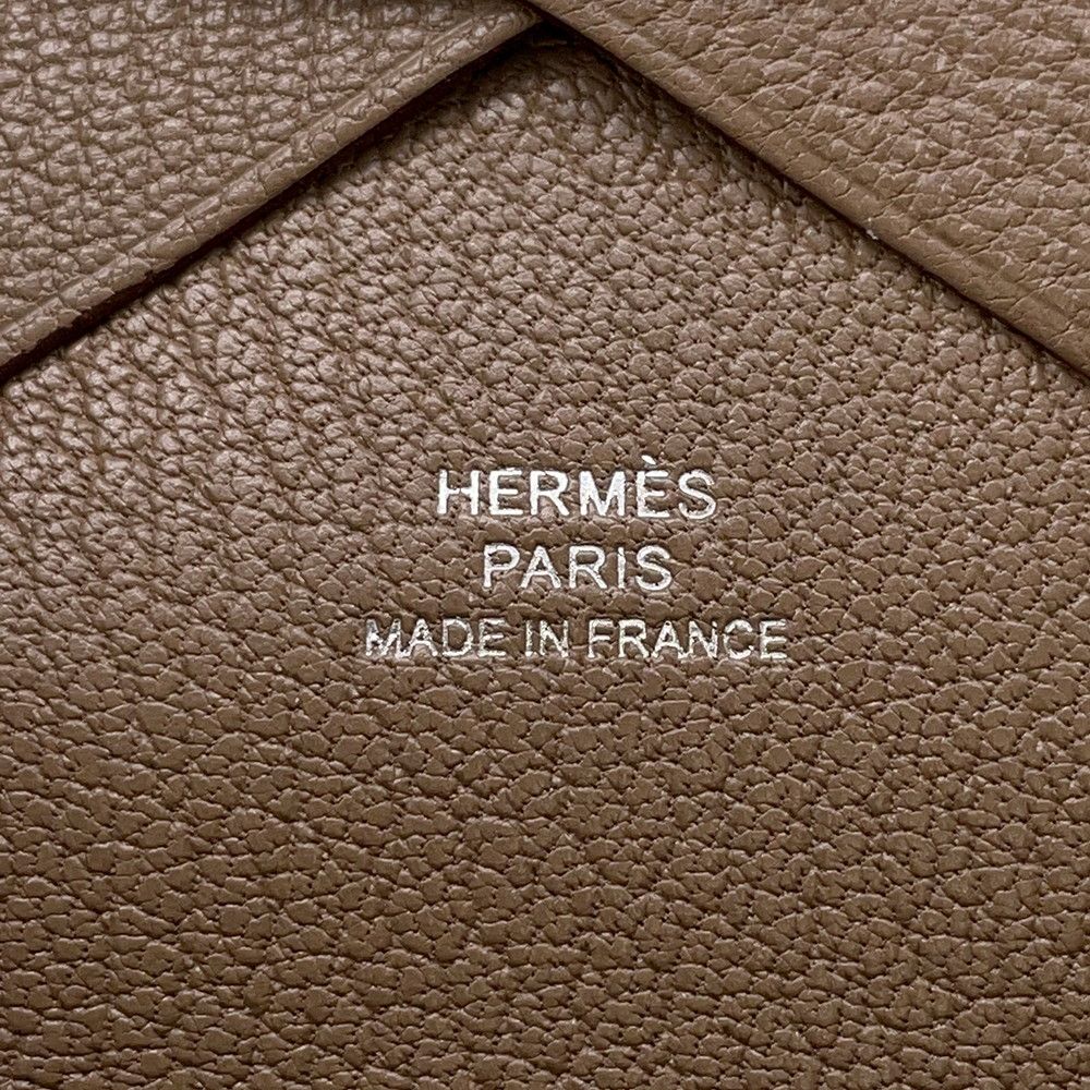 Hermes Coin Case Calvi Duo Etoupe Silver Chevre Mysore — view 9