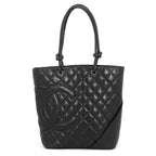 Chanel Handbag Cambon Line CC Logo Tote Lambskin Black