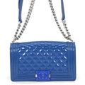 Chanel Chain Shoulder Bag Boy 25 Quilted CC Logo Patent