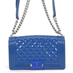 Chanel Chain Shoulder Bag Boy 25 Quilted CC Logo Patent
