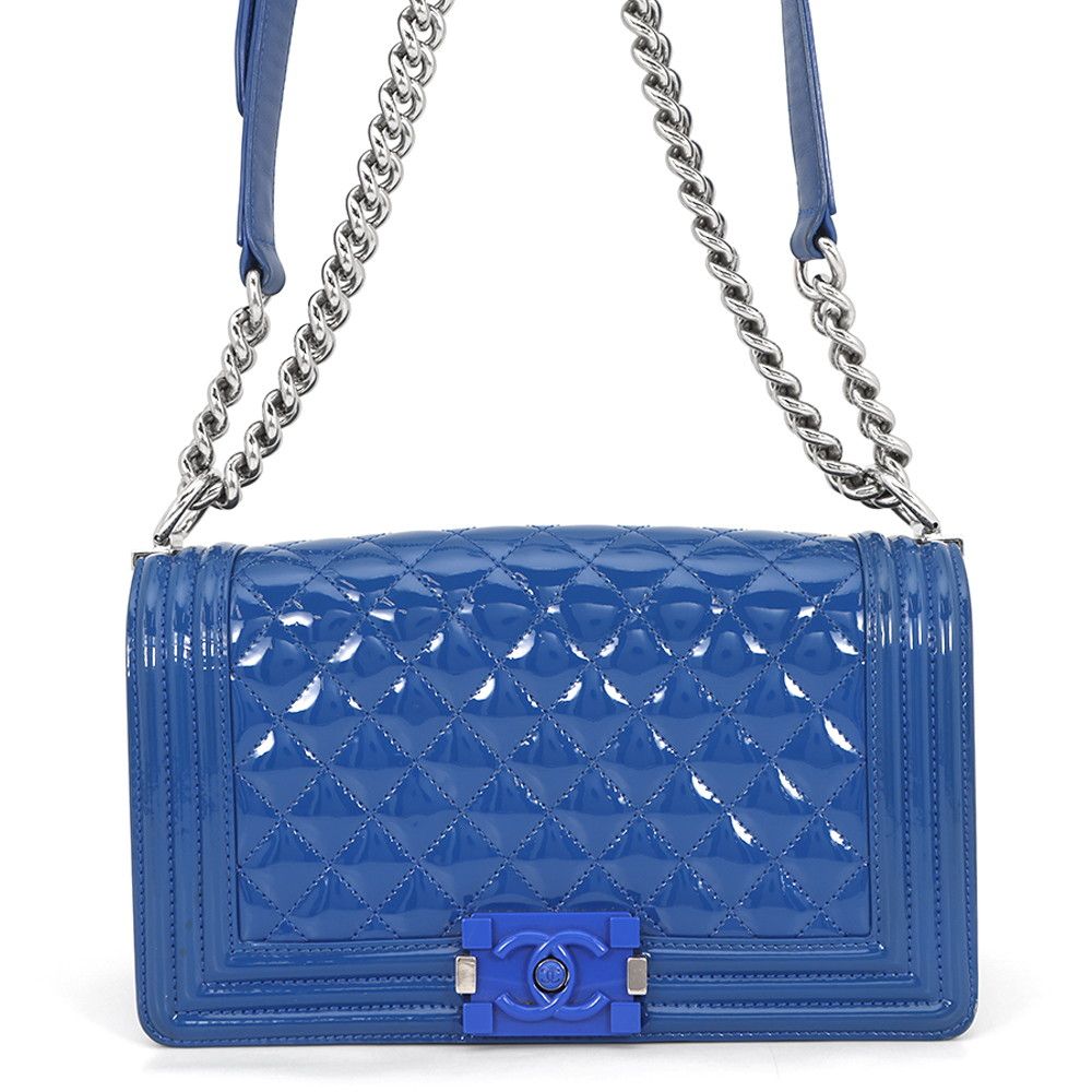 Chanel Chain Shoulder Bag Boy 25 Quilted CC Logo Patent