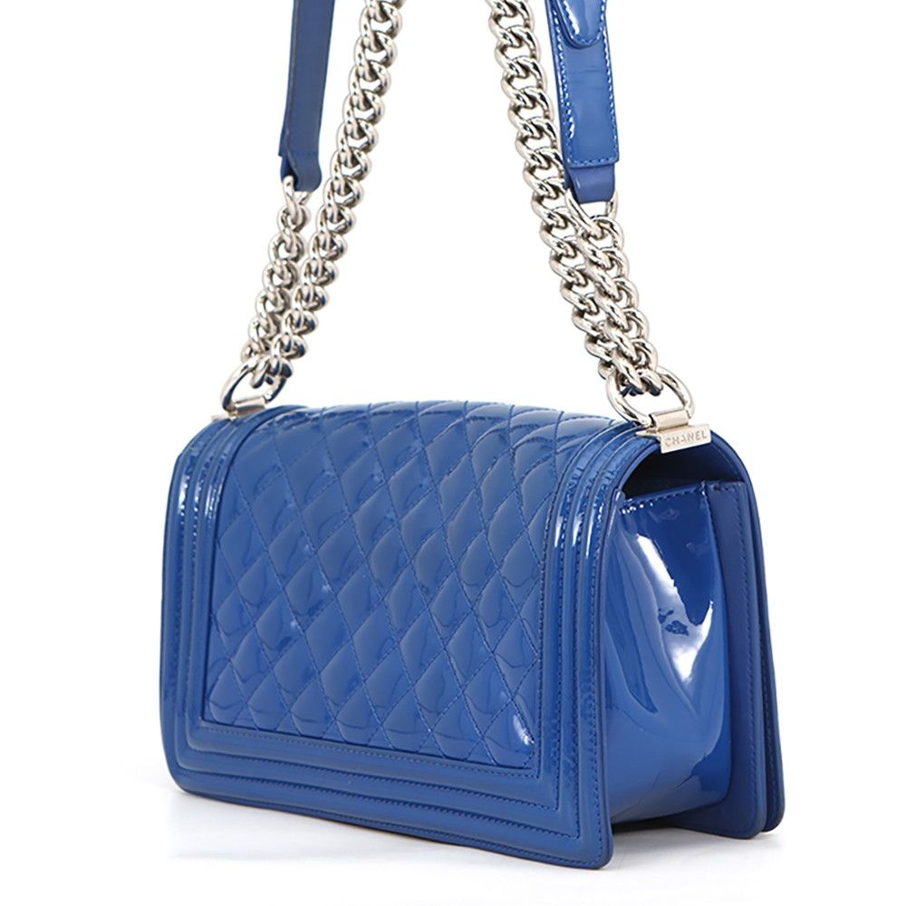 Chanel Chain Shoulder Bag Boy 25 Quilted CC Logo Patent — view 2