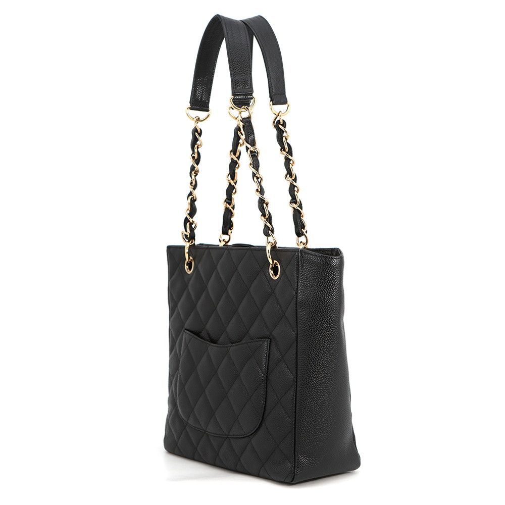 Chanel Tote Quilted CC Logo Petite Shopping PST Black — view 2