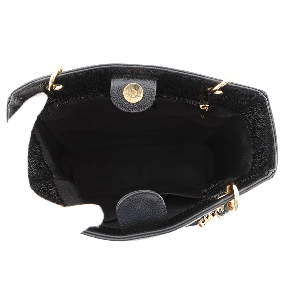 Chanel Tote Quilted CC Logo Petite Shopping PST Black — view 5