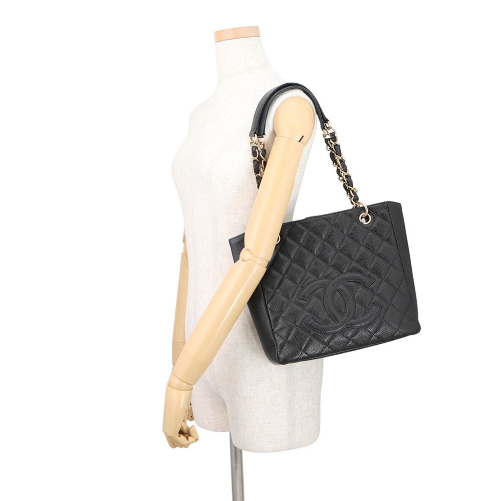 Chanel Tote Quilted CC Logo Petite Shopping PST Black — view 4