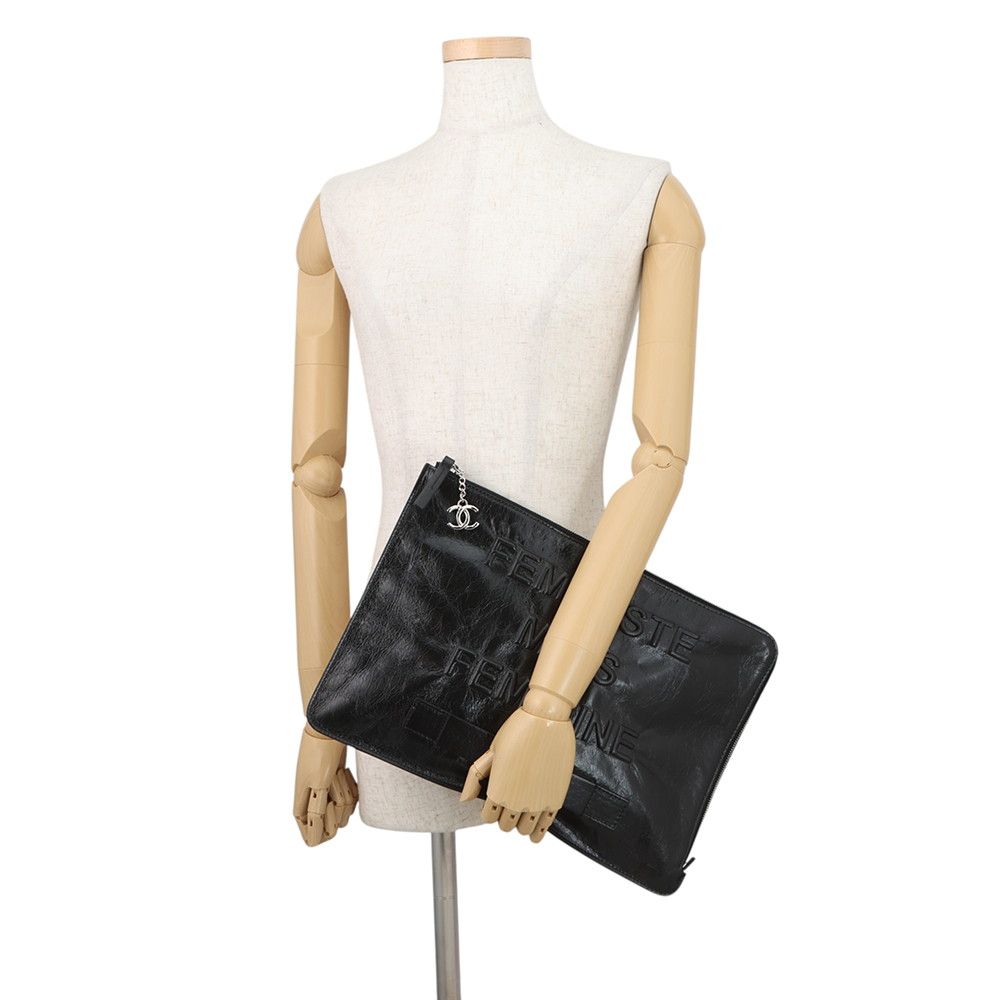 Chanel Clutch CC Logo Leather Black — view 4