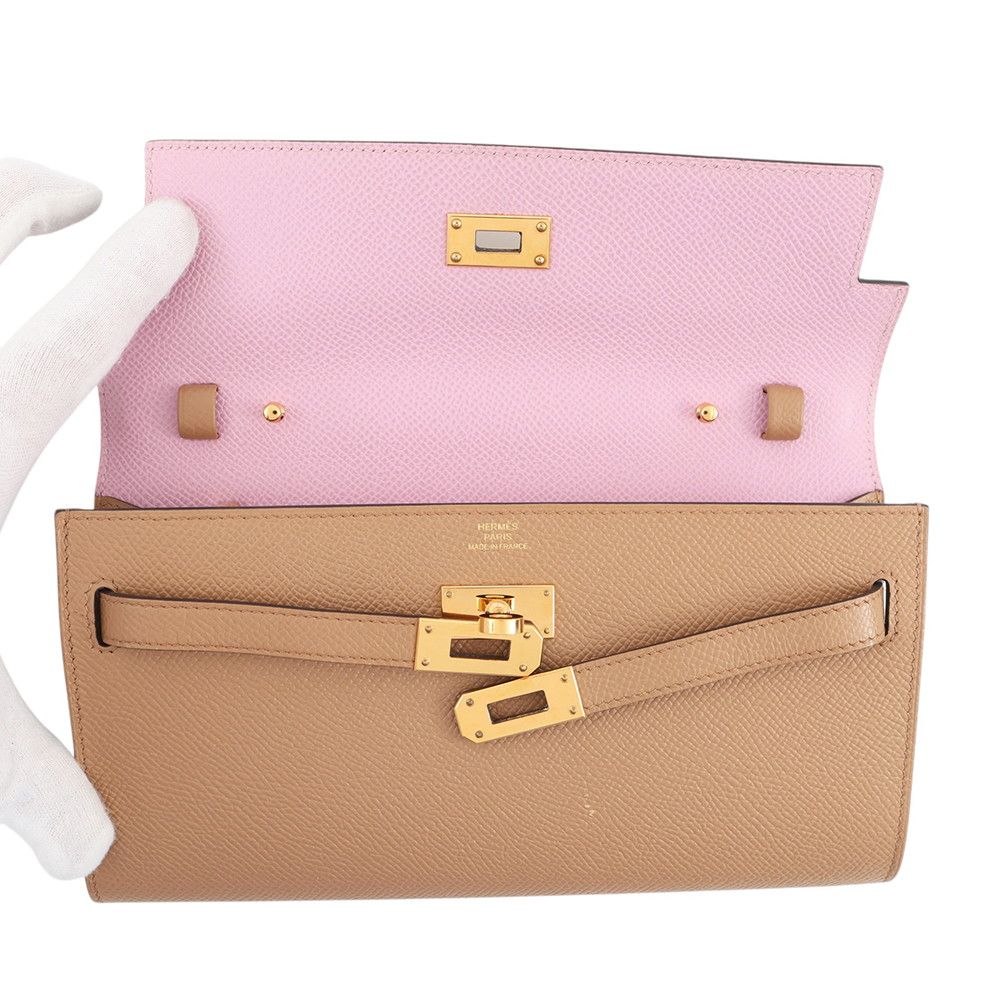 Hermes Wallet Kelly Tougo Long Verso Chai Mobusil Vest le Gold Epsom — view 4