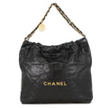 Chanel 22 Shiny Calfskin Shoulder Bag Black