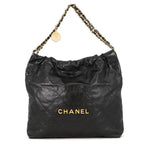 Chanel 22 Shiny Calfskin Shoulder Bag Black
