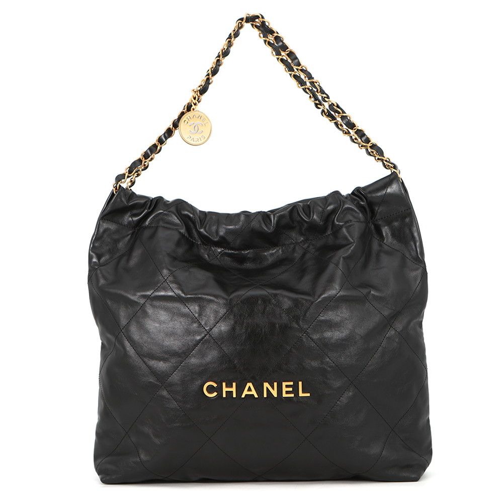 Chanel 22 Shiny Calfskin Shoulder Bag Black