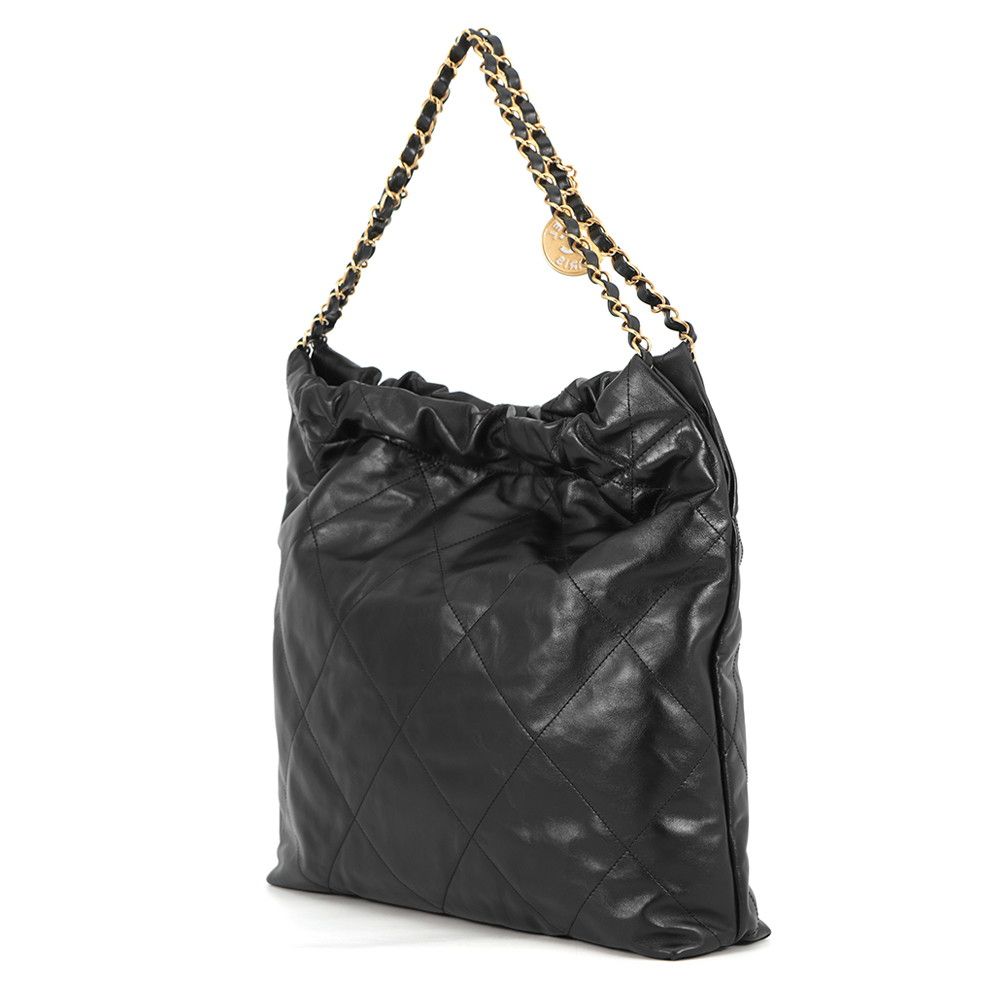 Chanel 22 Shiny Calfskin Shoulder Bag Black — view 2