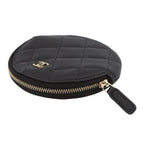 Chanel Coin Case Quilted CC Logo Caviar Leather Wallet Black — view 2
