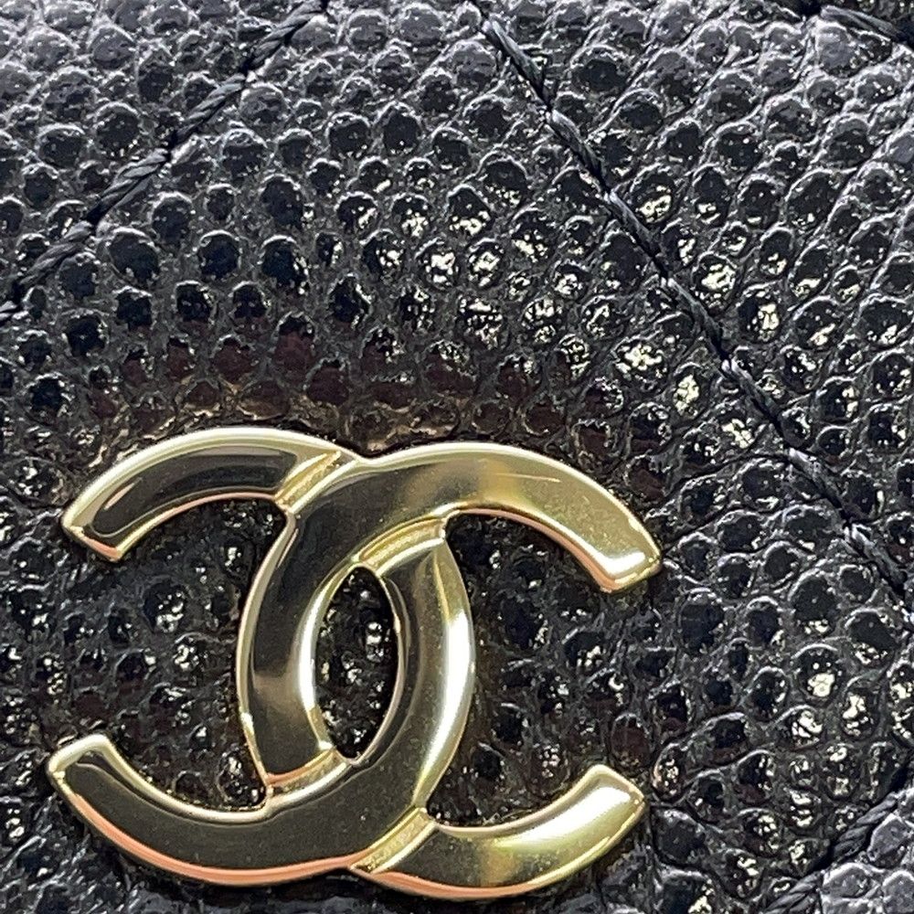 Chanel Coin Case Quilted CC Logo Caviar Leather Wallet Black — view 5